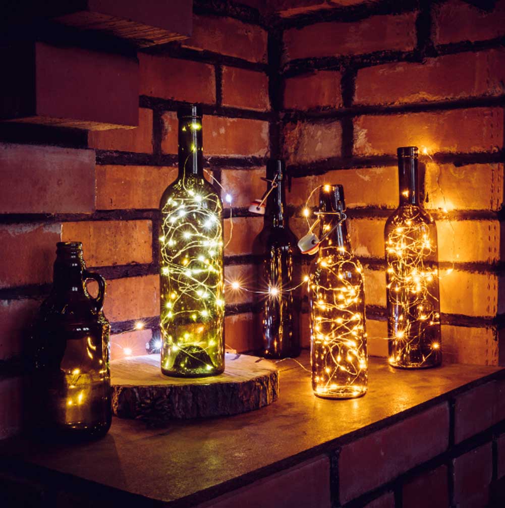 LS-LebenStil Möbel & Wohnen Flaschenlicht LED 10er Korken Timer