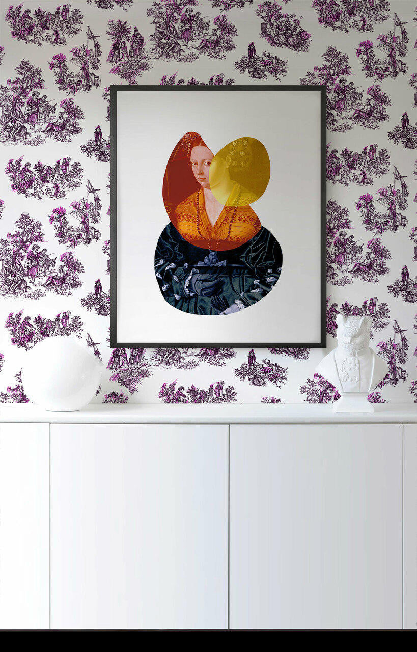 Mineheart Once Upon Our Time Tapete Weiß Rosa A3 Muster Toile