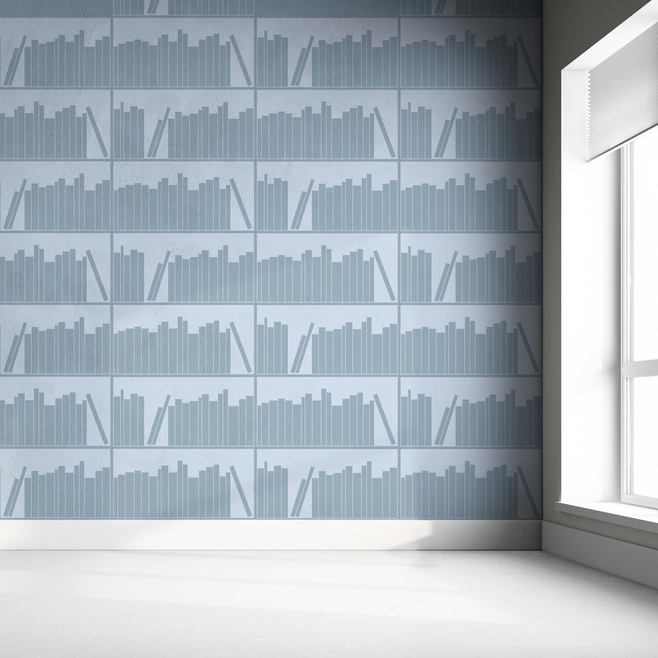 Mineheart Bookshelf Tapete Navy Bücherregal Outline