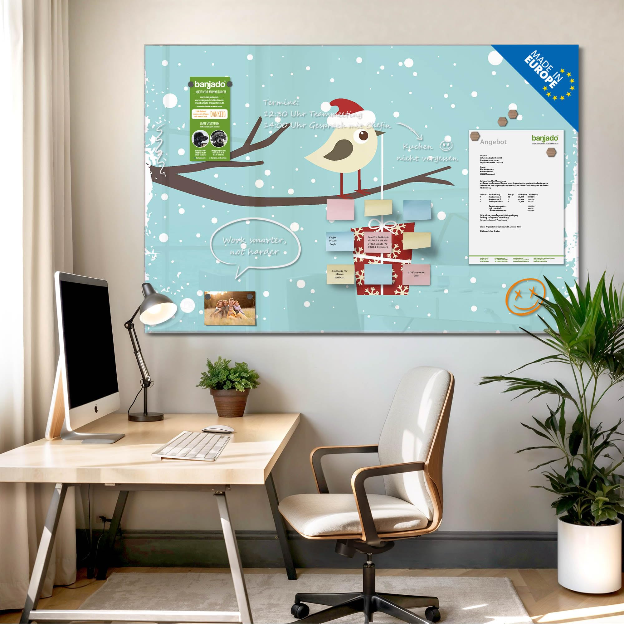 Banjado Magnettafel Weihnachten Magnetboard 120x80 cm