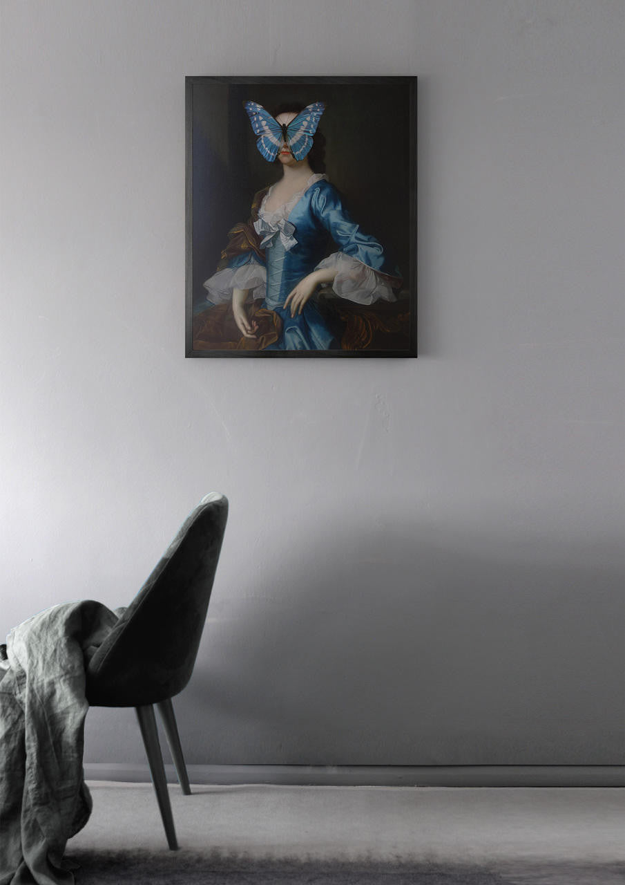 Mineheart Portrait of Blue Butterfly Wandbild 30x41 Leinwand