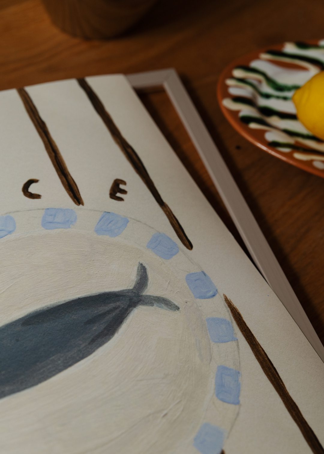 The Poster Club Pesce Poster A4 Tiermotiv blau