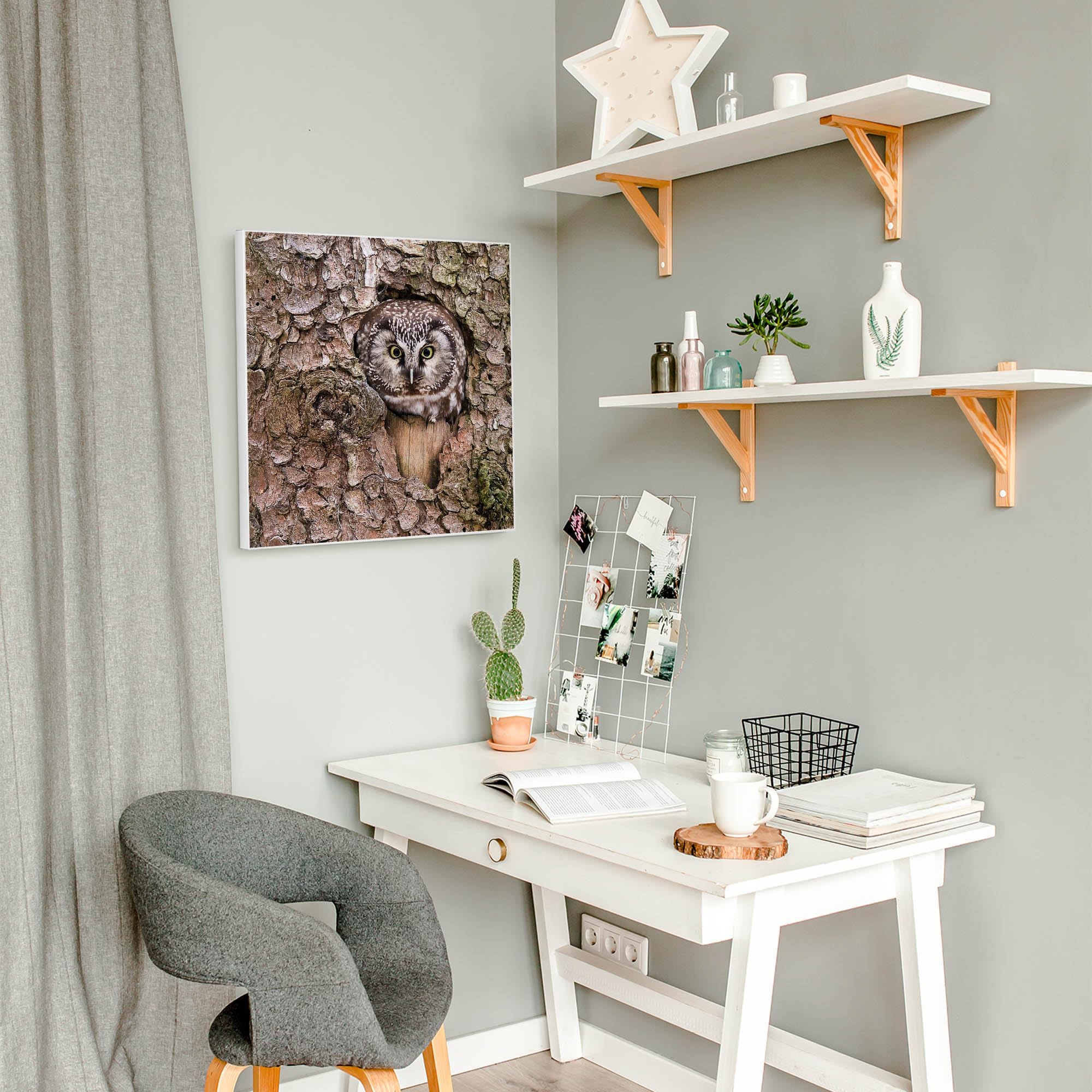 Banjado Magnettafel Eule 50x50 cm Magnetwand Metall