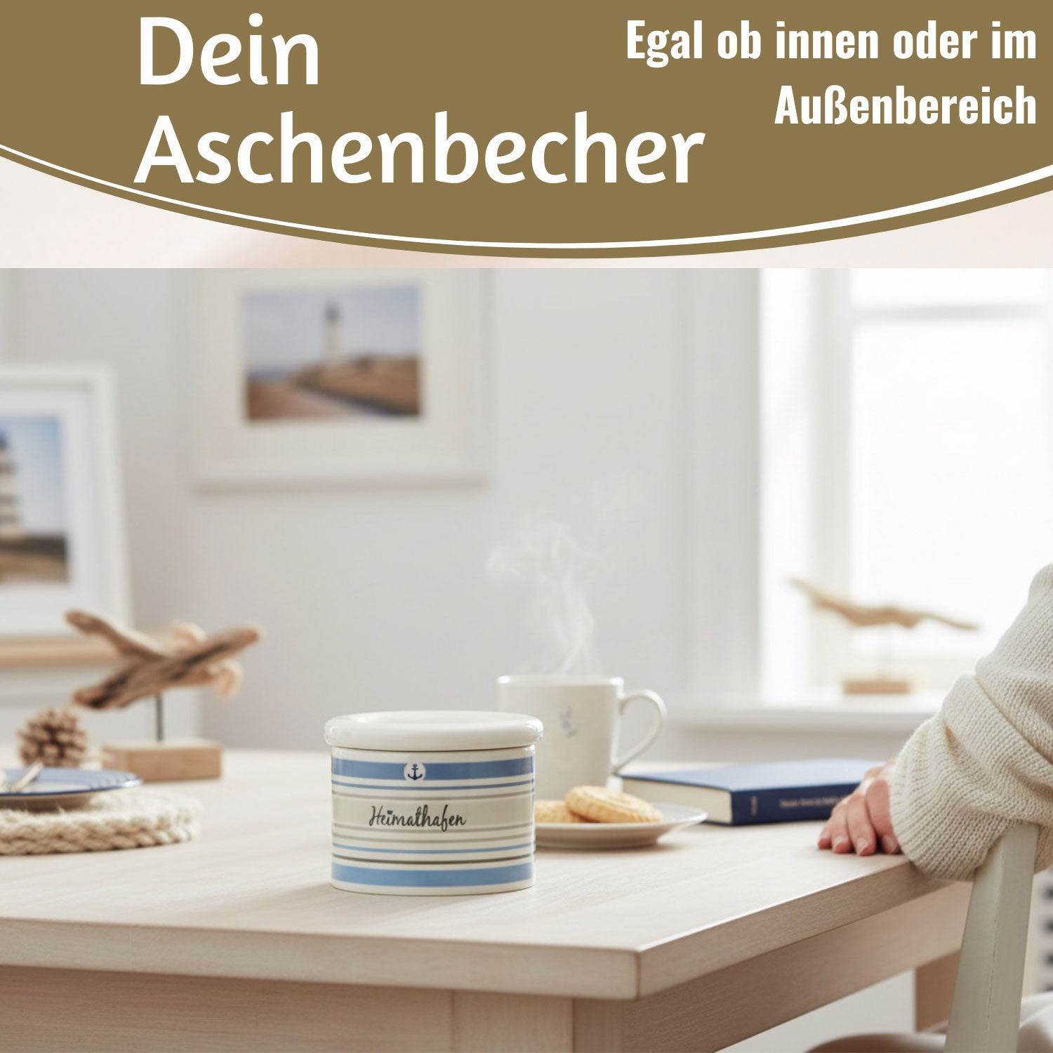 LS-LebenStil Heimathafen Sturmaschenbecher 10x7,5cm Weiß Blau