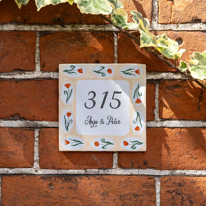 Storytiles Delft blue Garden Flowers Fliese 10x10 cm Hausnummer