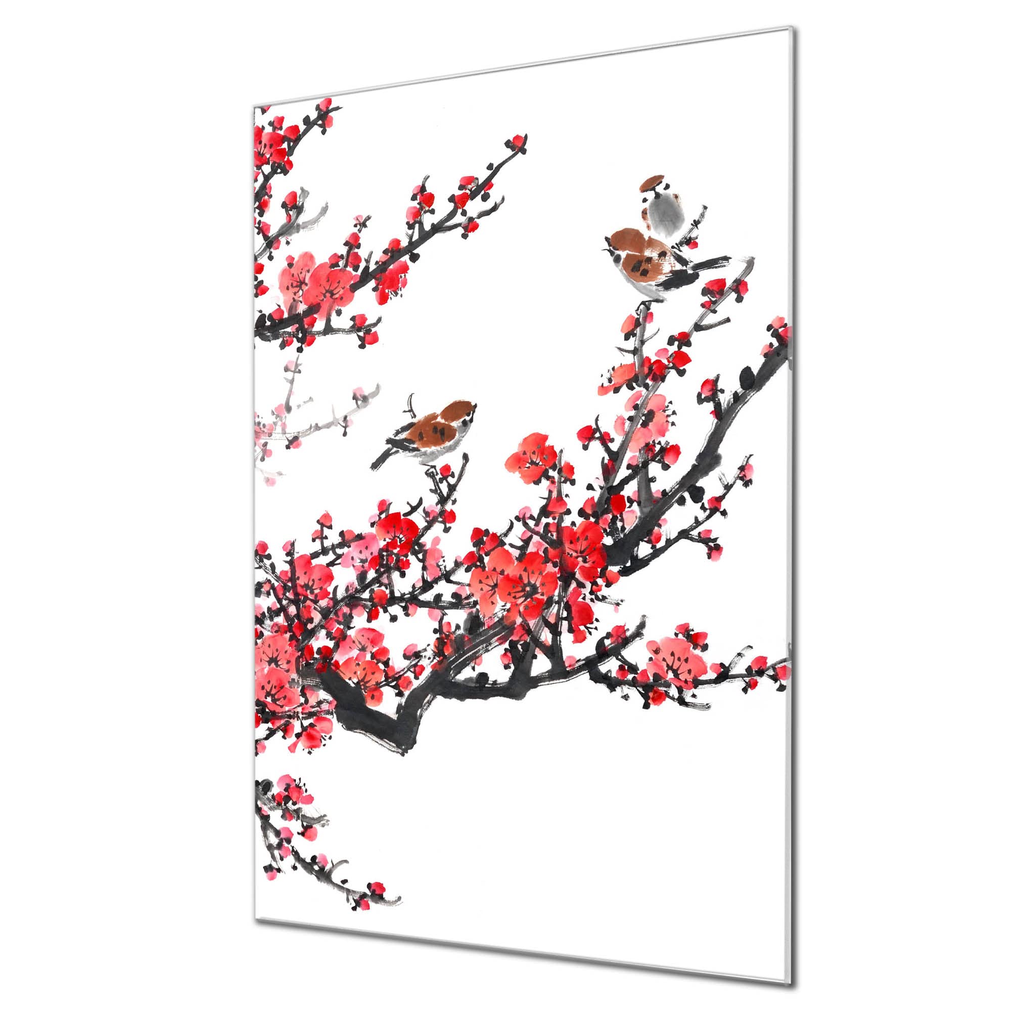 Banjado Magnettafel Japankirsche Glasboard 40x60 cm Blumenmotiv