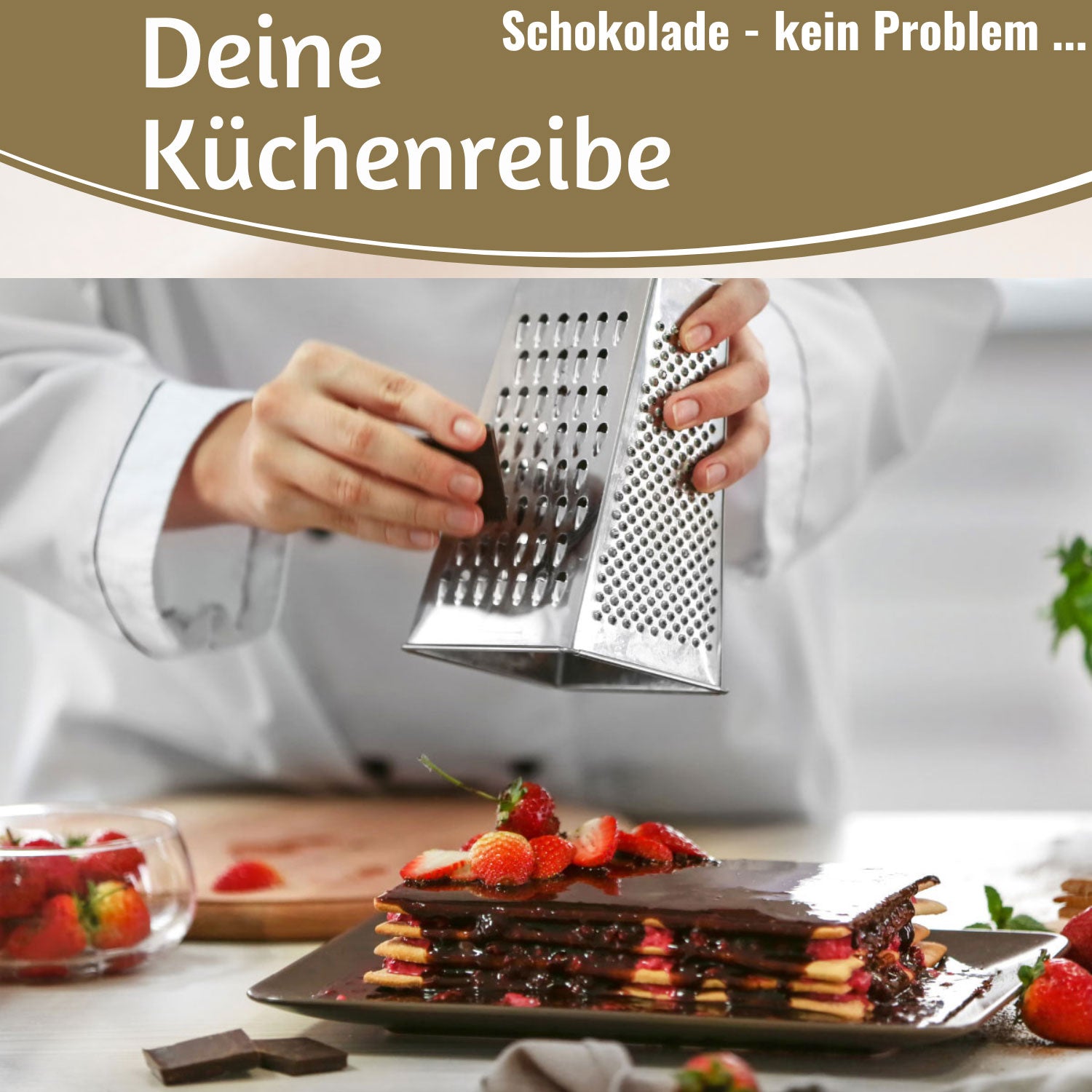 LS-LebenStil Küche Vierkantreibe 24cm Edelstahl 4-in-1 Reibe