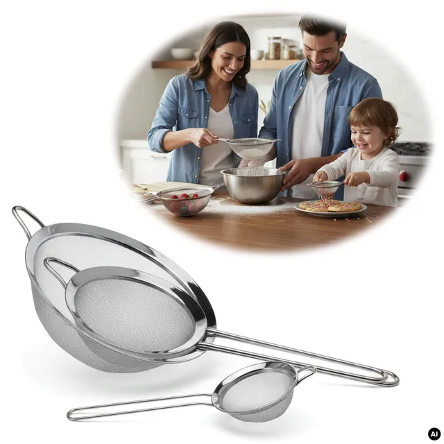 LS-LebenStil Küche & Haushalt Siebe Edelstahl 3er Set 8 14 20cm