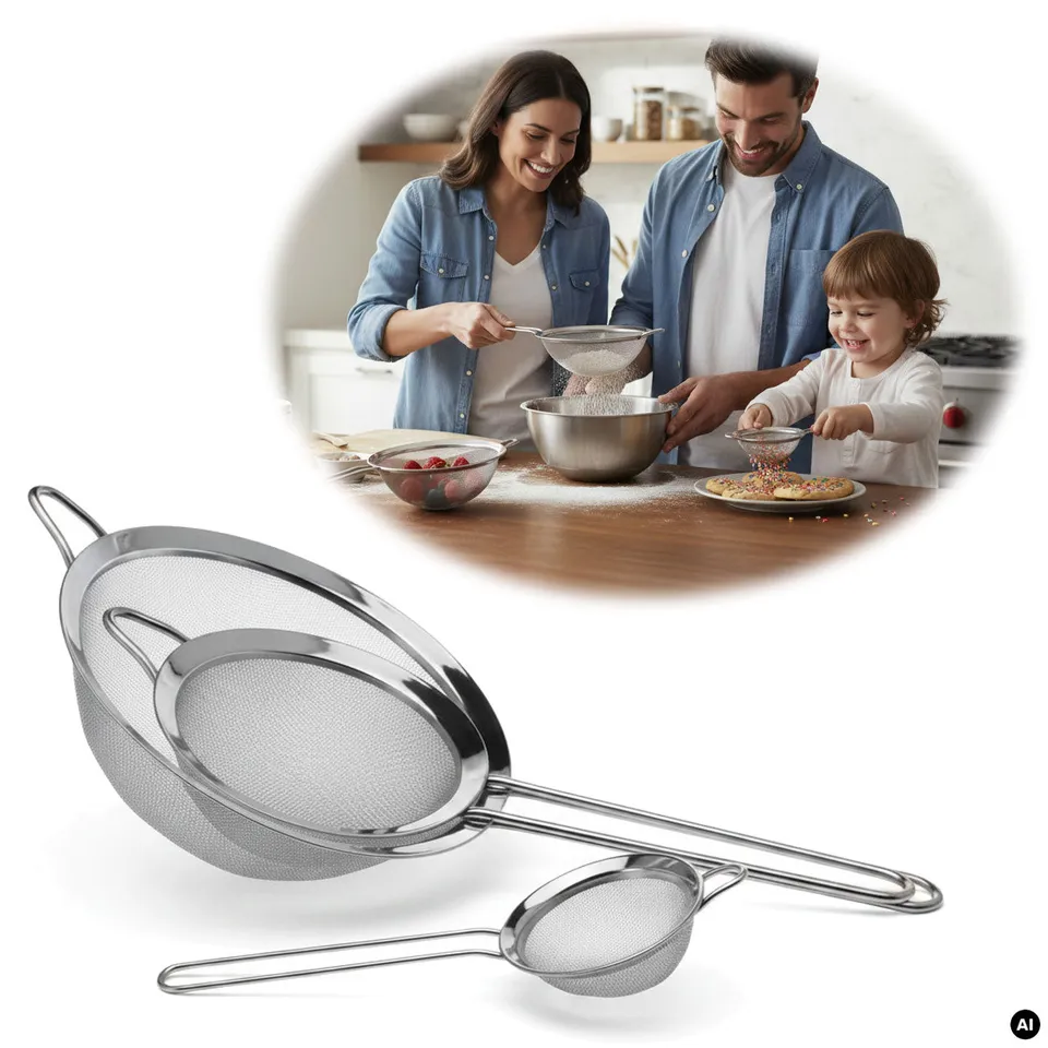 LS-LebenStil Küche & Haushalt Siebe Edelstahl 3er Set 8 14 20cm