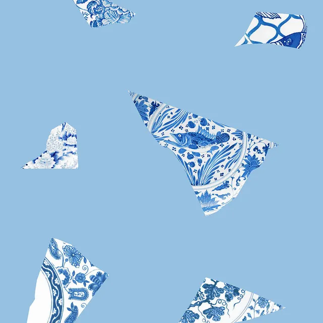 Mineheart Blue Plate Tapete Blau Vlies 52cm x 10m