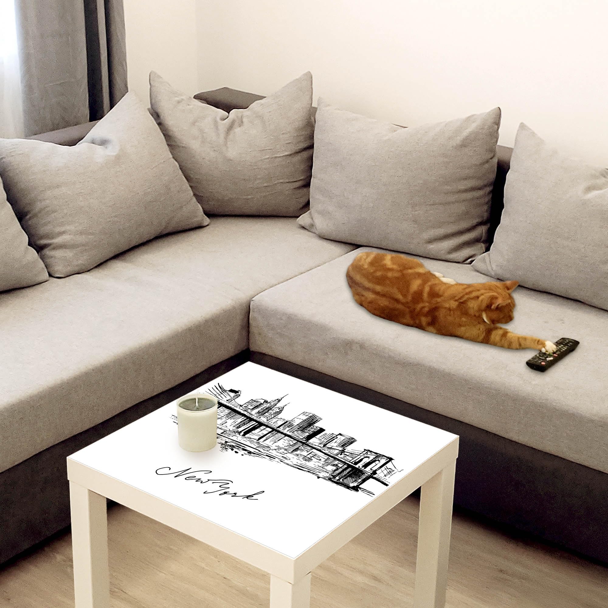 Banjado Möbelfolie New York Skizze Tischfolie 55x55 cm