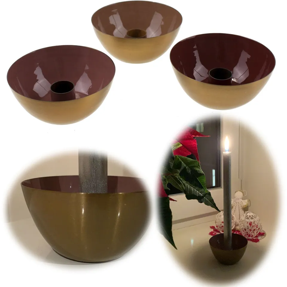 LS-LebenStil Neapel Kerzenständer Gold-Braun 3er Set Metall