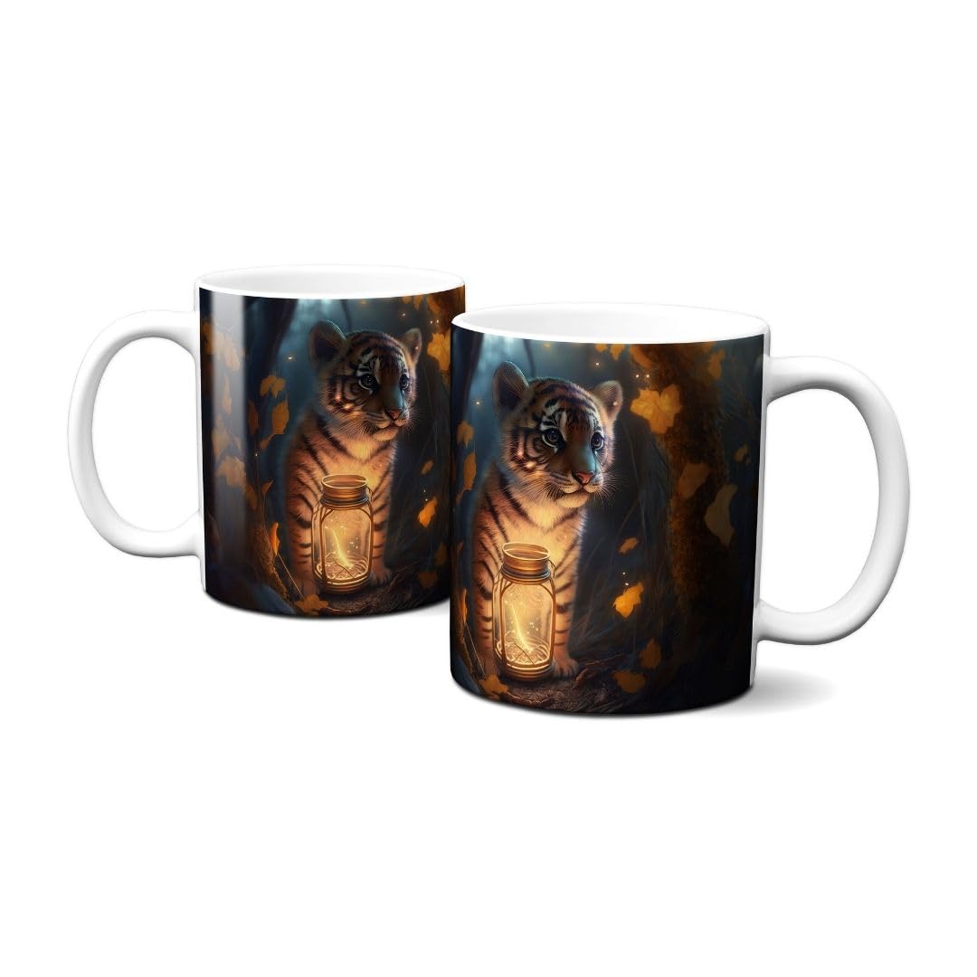 Hustling Sharks Leuchtender Tiger Tasse 330ml weiß