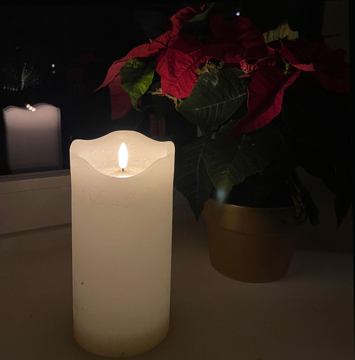 LS-LebenStil LED Stumpenkerze Echtwachs 20cm creme Timer