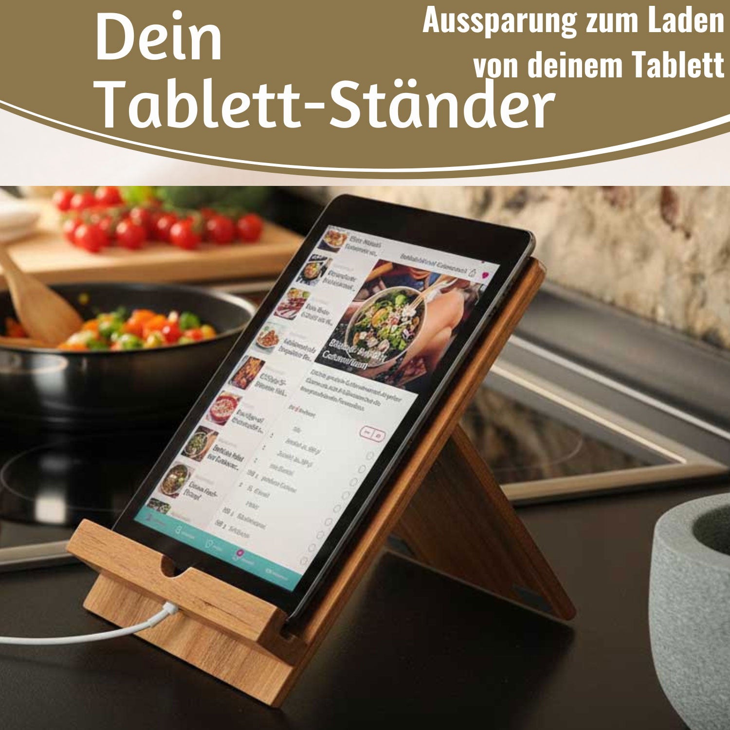 LS-LebenStil Kochbuchhalter Bambus 23x18cm braun klappbar