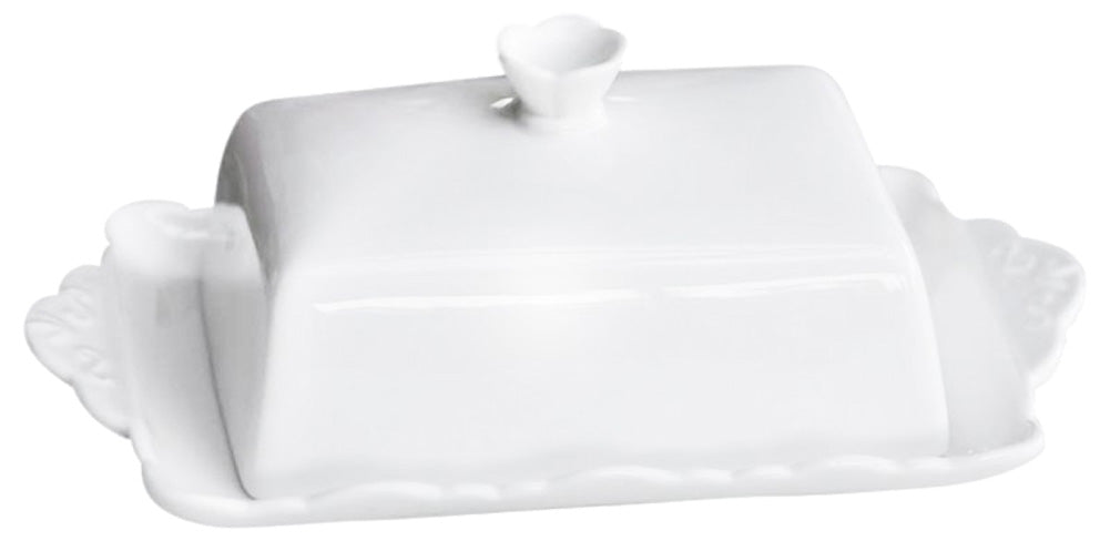 LS-LebenStil Möbel & Wohnen Butterdose Porzellan Weiß 250g 19cm