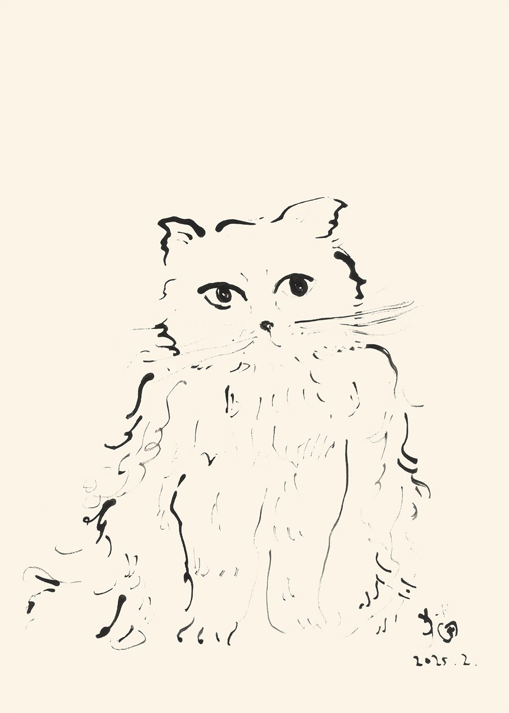 The Poster Club Art Prints Cat Poster 30x40 cm beige