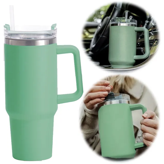 LS-LebenStil Küche & Haushalt Thermobecher Grün 1200ml mit Griff