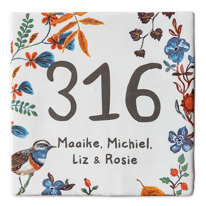 Storytiles Delft Blue Meise Fliese M 13x13 cm Hausnummer