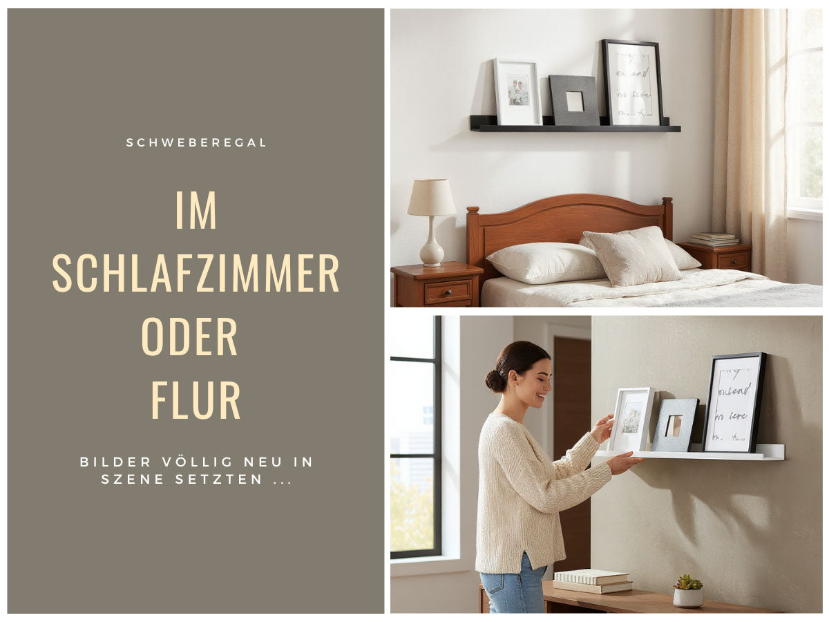 LS-LebenStil Küche & Haushalt Freja Wandregal Schwarz 2er Set 45cm