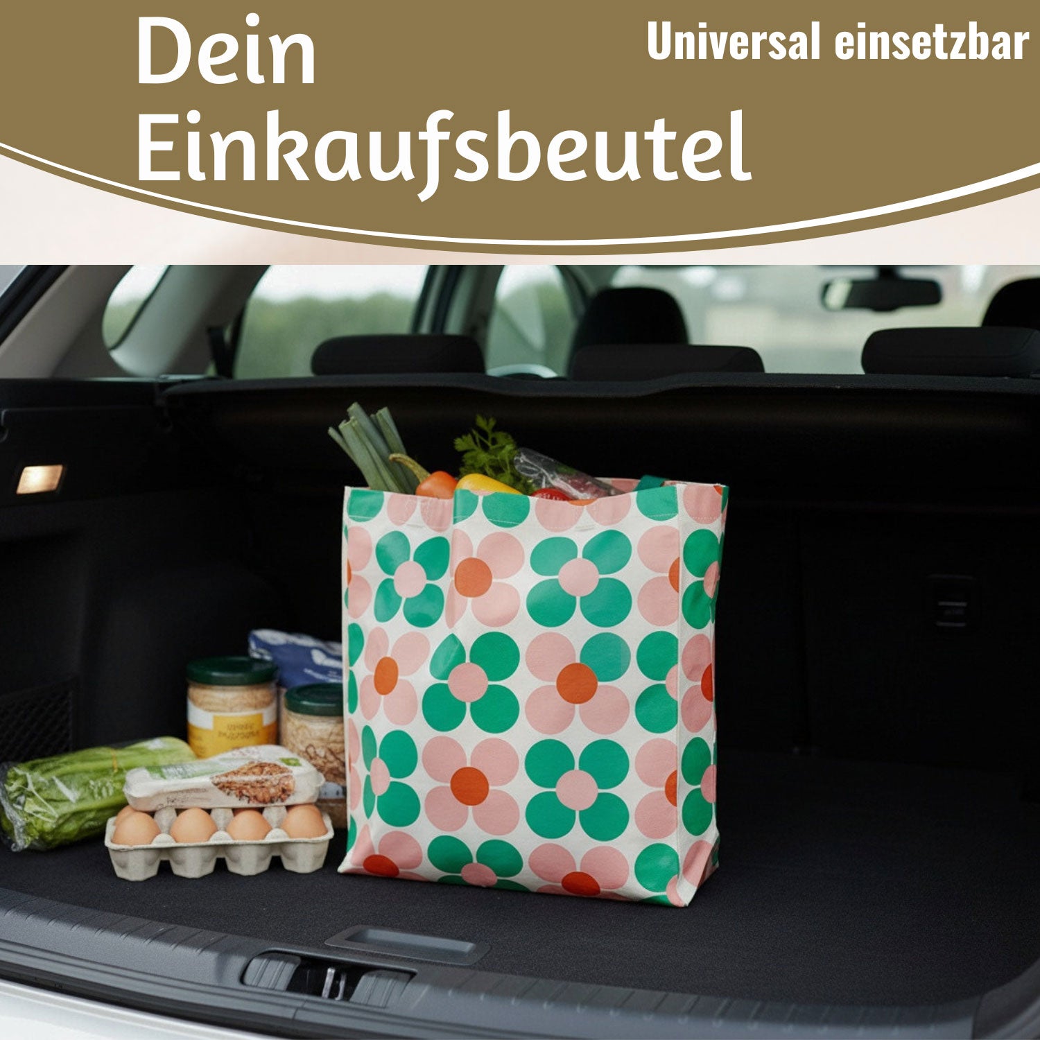 LS-LebenStil Retro Shopper Daisy pink-grün faltbar 40x34x15 cm