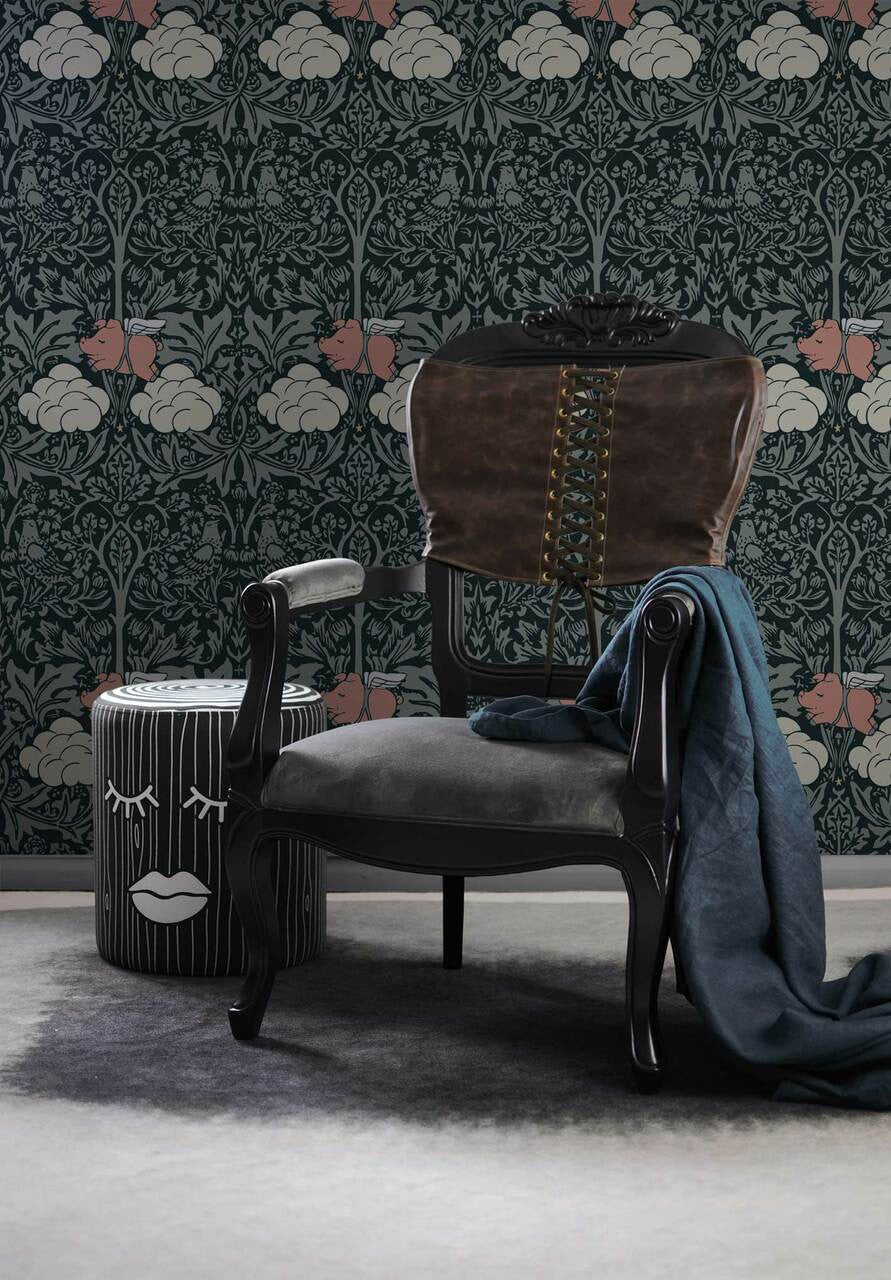 Mineheart Morris Dream Tapete Dunkelgrün Floral