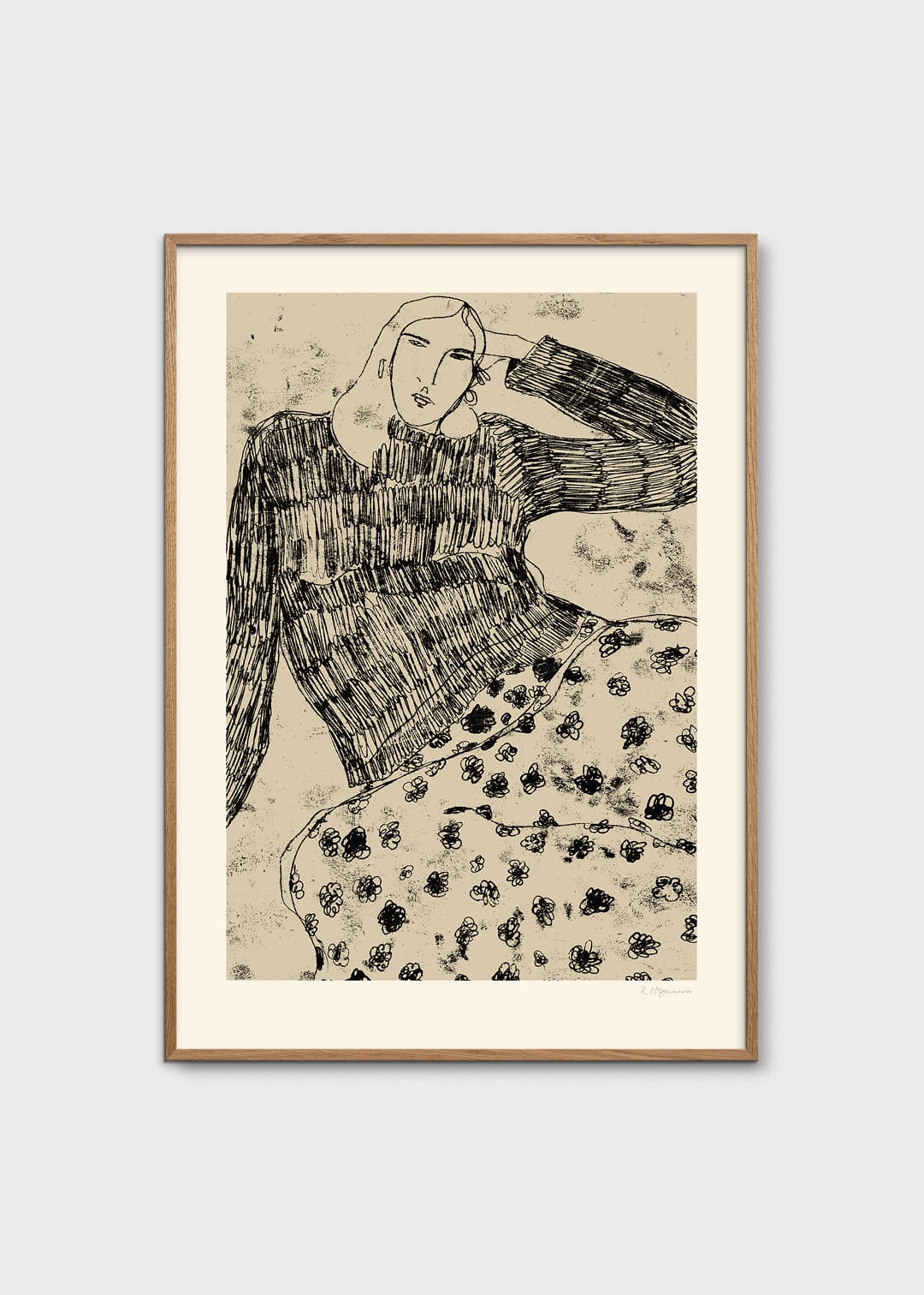 The Poster Club Art Prints Leaning Woman Poster A4 beige