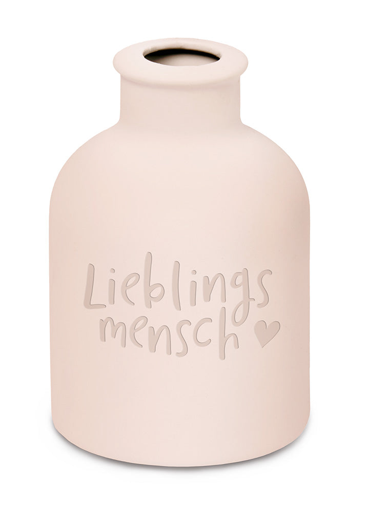 LS-LebenStil Lieblingsmensch Tischvase Rosa 10x7cm Keramik