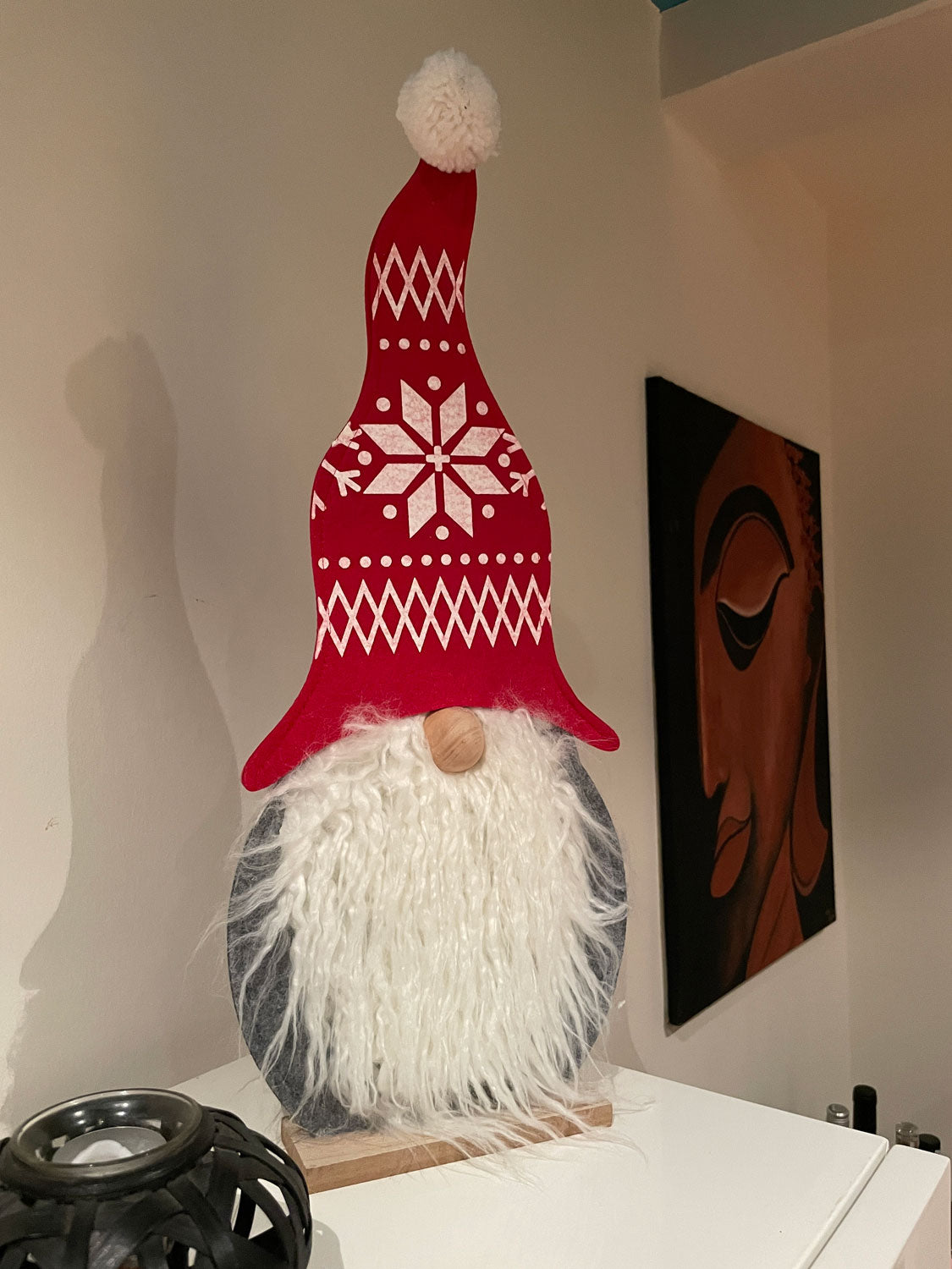 LS-LebenStil Wichtel Robby Holz 57cm Rot-Weiß-Grau