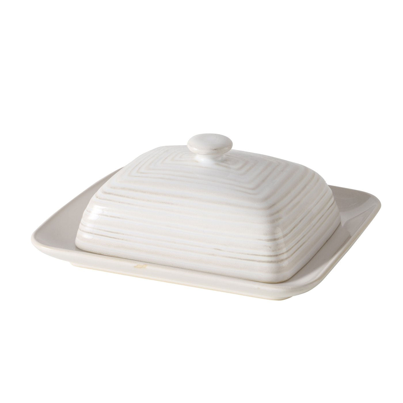LS-LebenStil Möbel Butterdose Sylt 19cm Keramik Weiß 250g Deckel