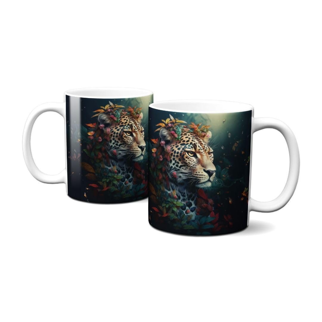 Hustling Sharks Wandbilder Tiger mit Blumen Tasse 330ml weiß Keramik