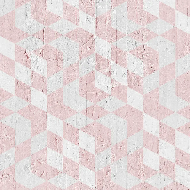 Mineheart Pink Geometric Cubes Tapete A3-Muster Rosa