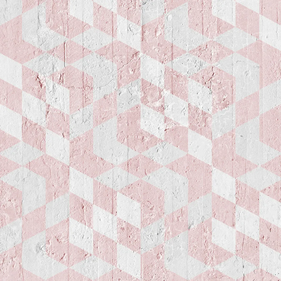 Mineheart Pink Geometric Cubes Tapete A3-Muster Rosa