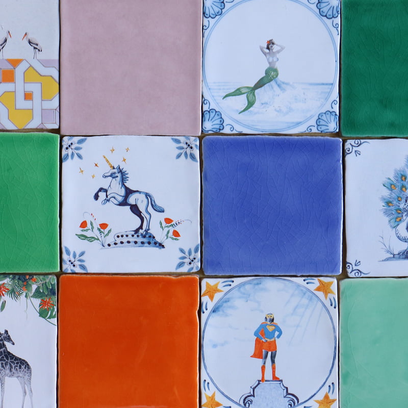 Storytiles Delft Blue Zeemeermin Wandfliese S 10x10 cm Meerjungfrau