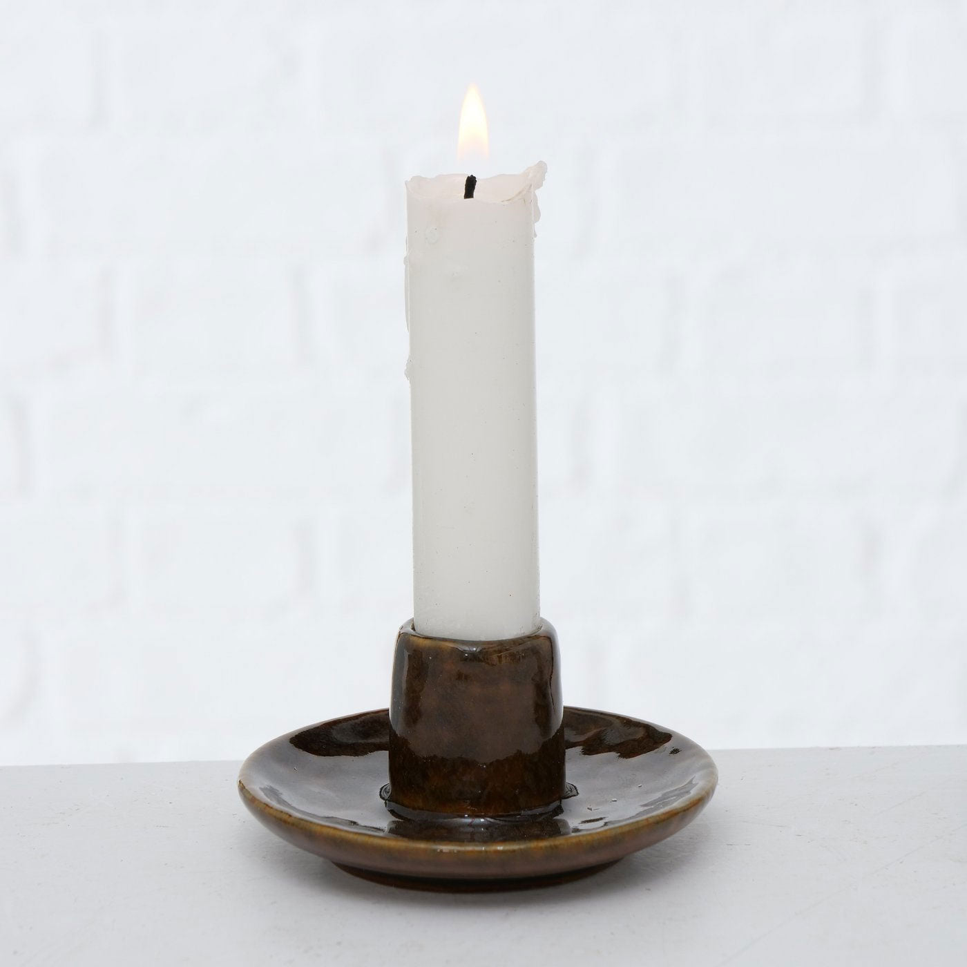 LS-LebenStil Kerzenständer Keramik 3er-Set braun-grau 9cm