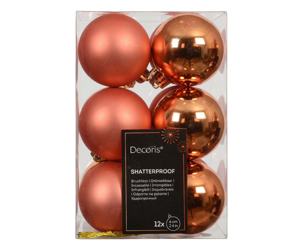 LS-LebenStil Möbel Weihnachtskugeln Orange 12er 6cm Kunststoff