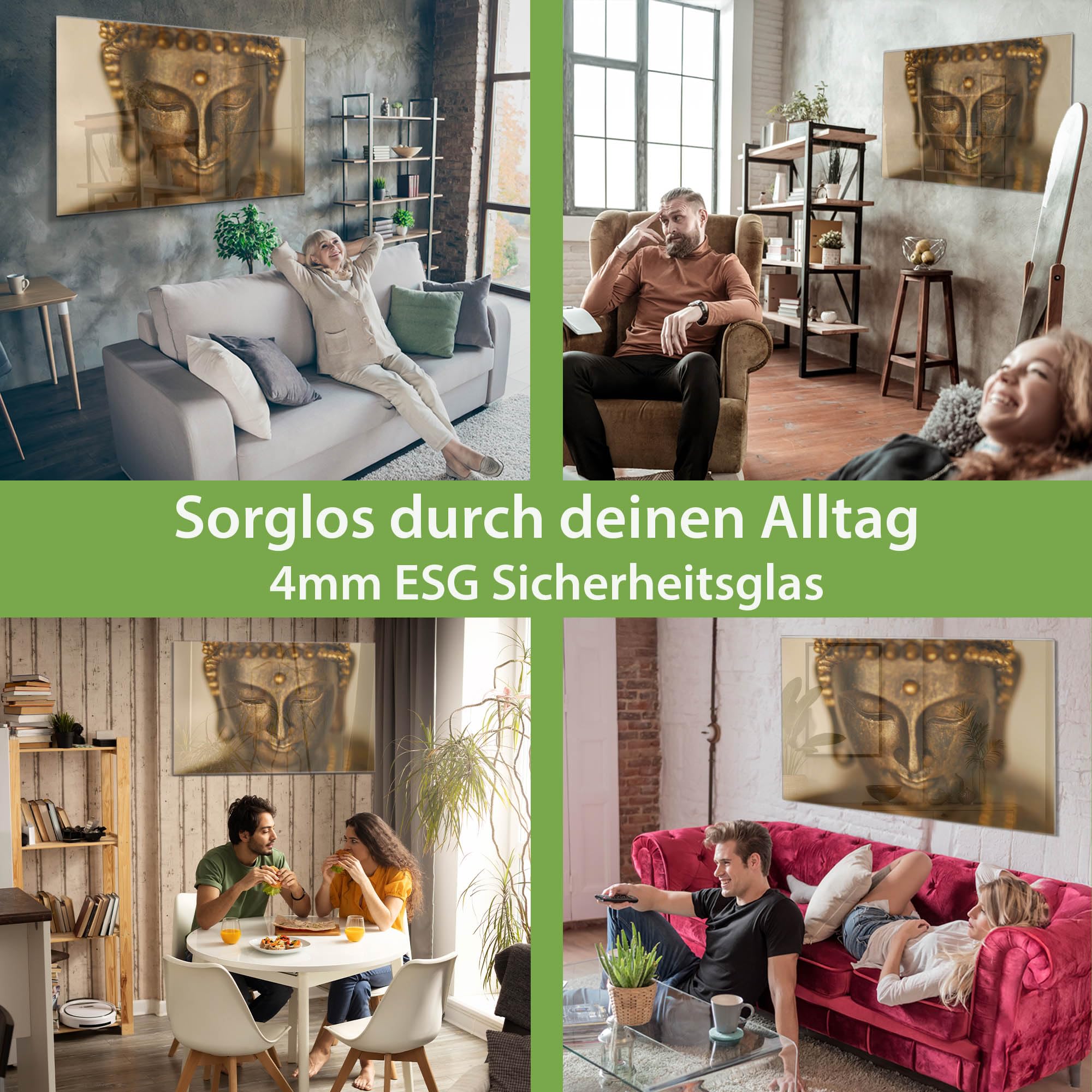 Banjado Magnettafel Buddha Gold Magnettafel 120x80 Glas