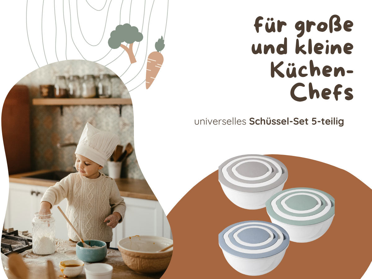 LS-LebenStil Küche & Haushalt Rührschüssel-Set 5tlg 0,4-4,4L Deckel