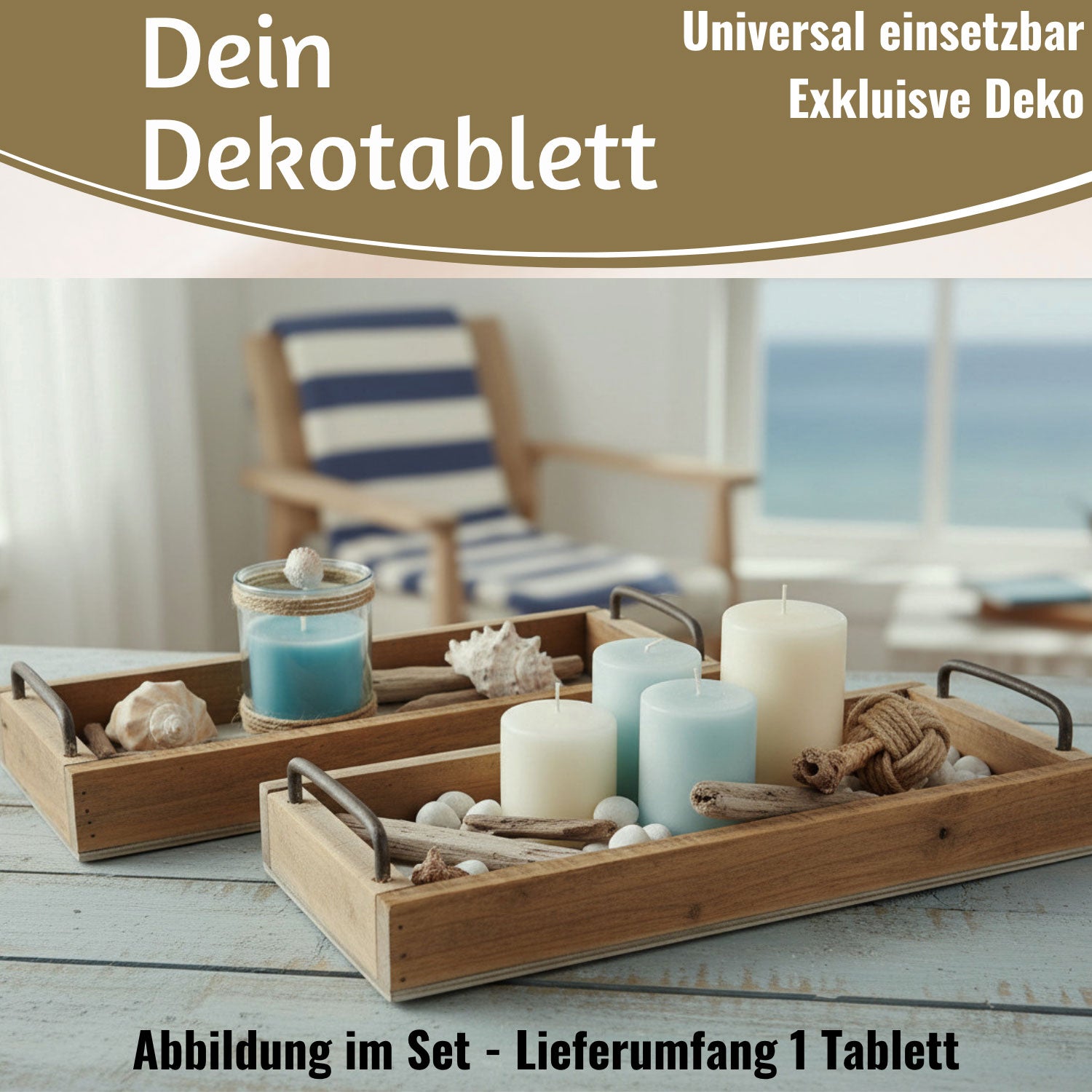 LS-LebenStil List Serviertablett Holz Braun 32x14cm Griff