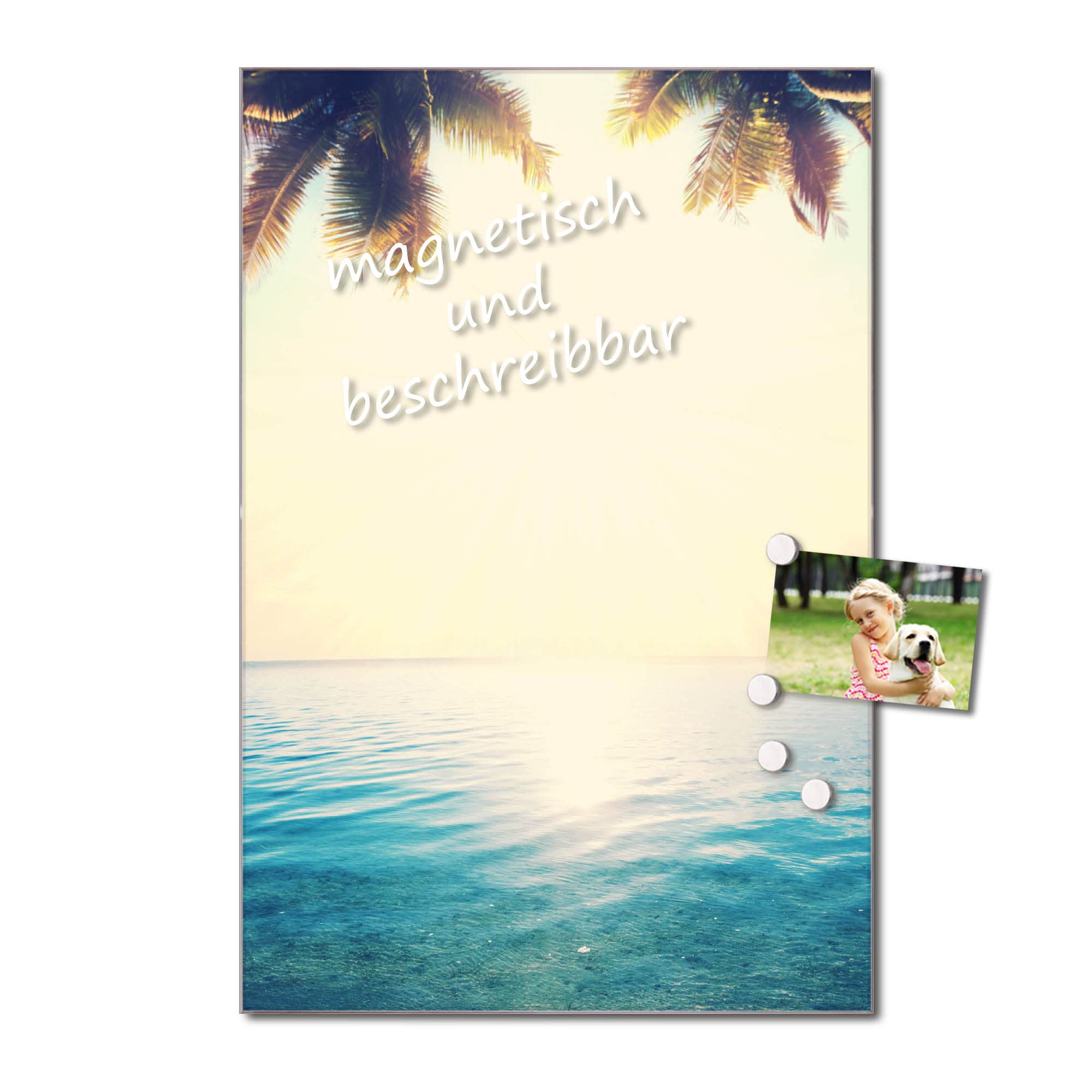 Banjado Magnettafel Paradis Glasmagnettafel 40x60 cm Strand