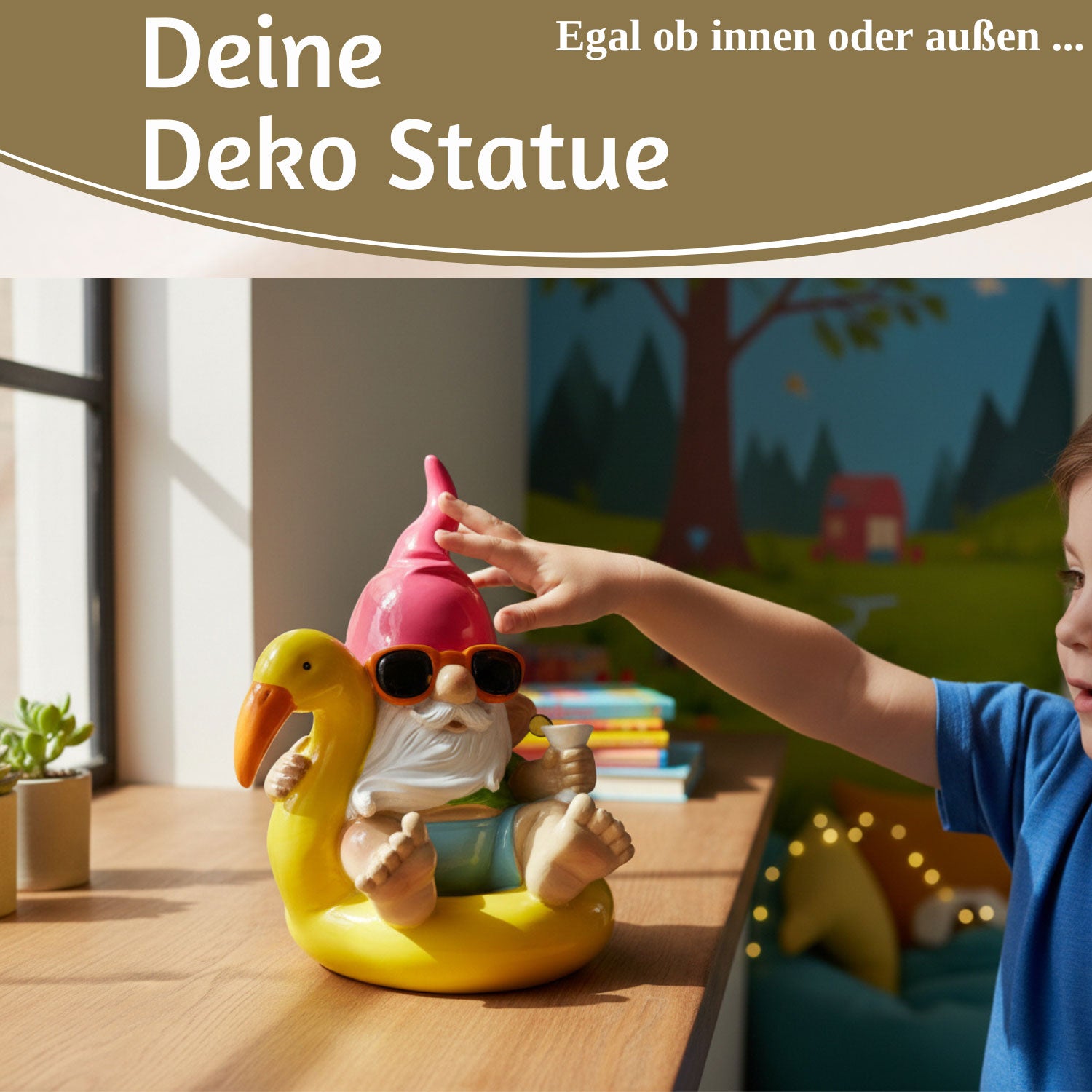 LS-LebenStil Gartenzwerg Gelb Sitzend Dekofigur 17cm