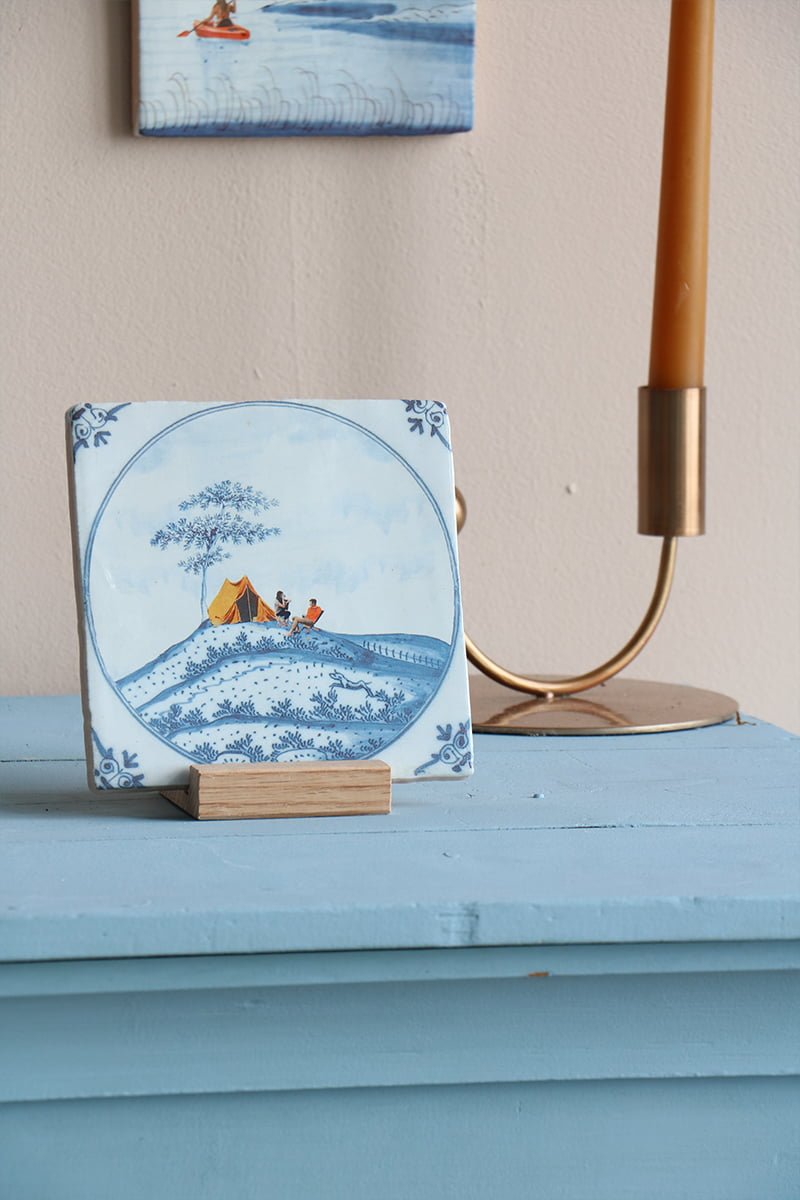 Storytiles Delft Blue Outdoor Lovers Fliese 10x10 Zelt-Motiv