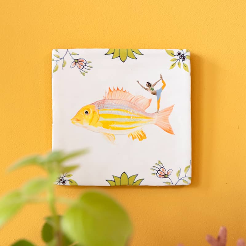 StoryTiles Delft Blue In de flow Fliese 10x10 cm Yoga