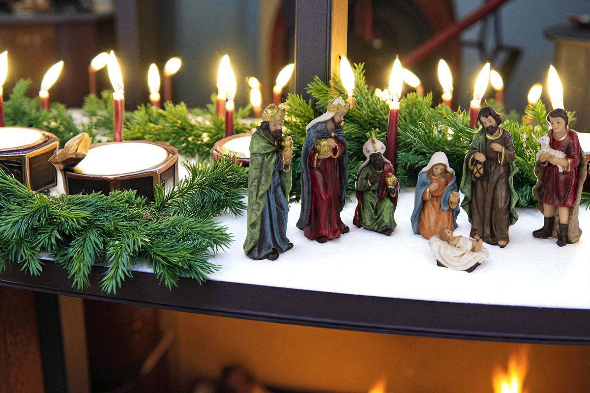 LS-LebenStil Krippenset 7 Figuren 12cm Krippenfiguren handbemalt