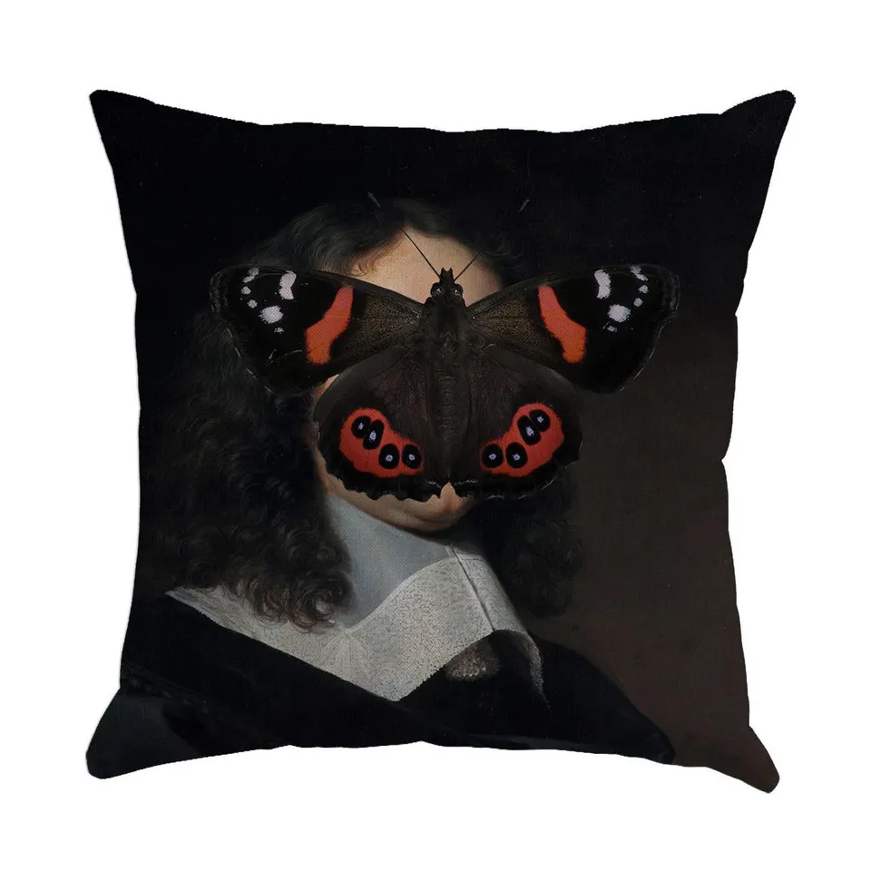 Mineheart Butterfly Man Kissen Schwarz Rot 46x46 Canvas