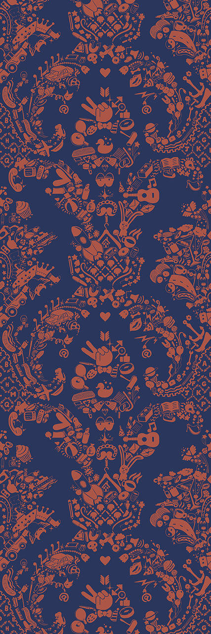 Mineheart New World Damask Tapete Lila Orange
