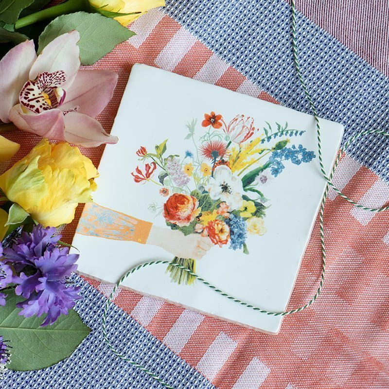 Storytiles Delft Blue Bloemetje voor jou Blumen Fliese S 10x10 cm