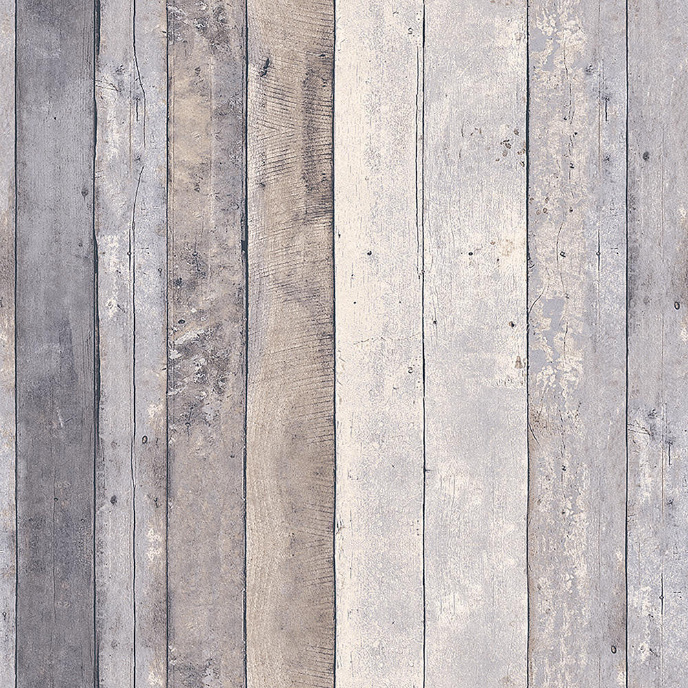 Mineheart Wallpaper Rustic Wood Tapete Grau Beige Holzoptik