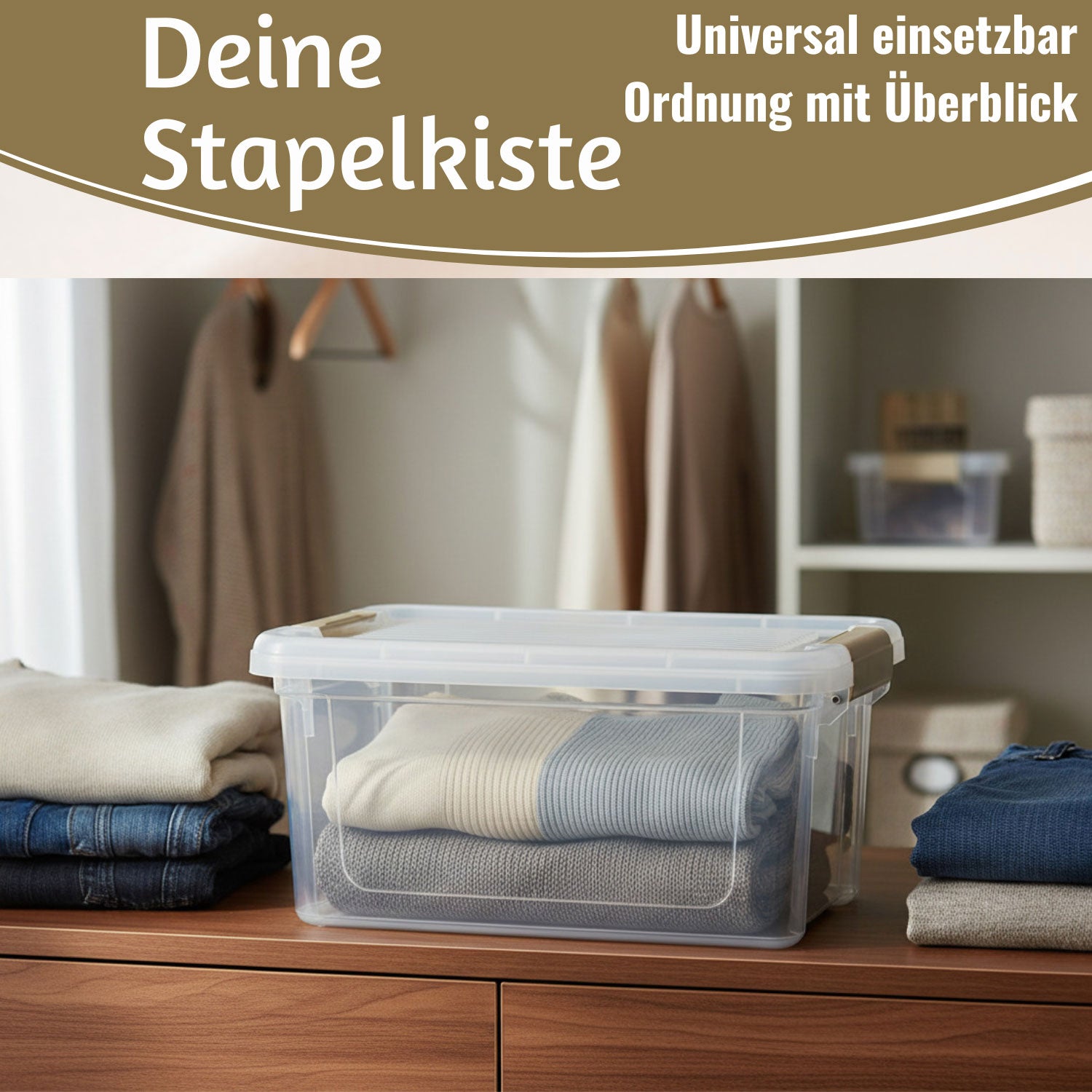 LS-LebenStil Möbel & Wohnen Stapelbox 5L Transparent