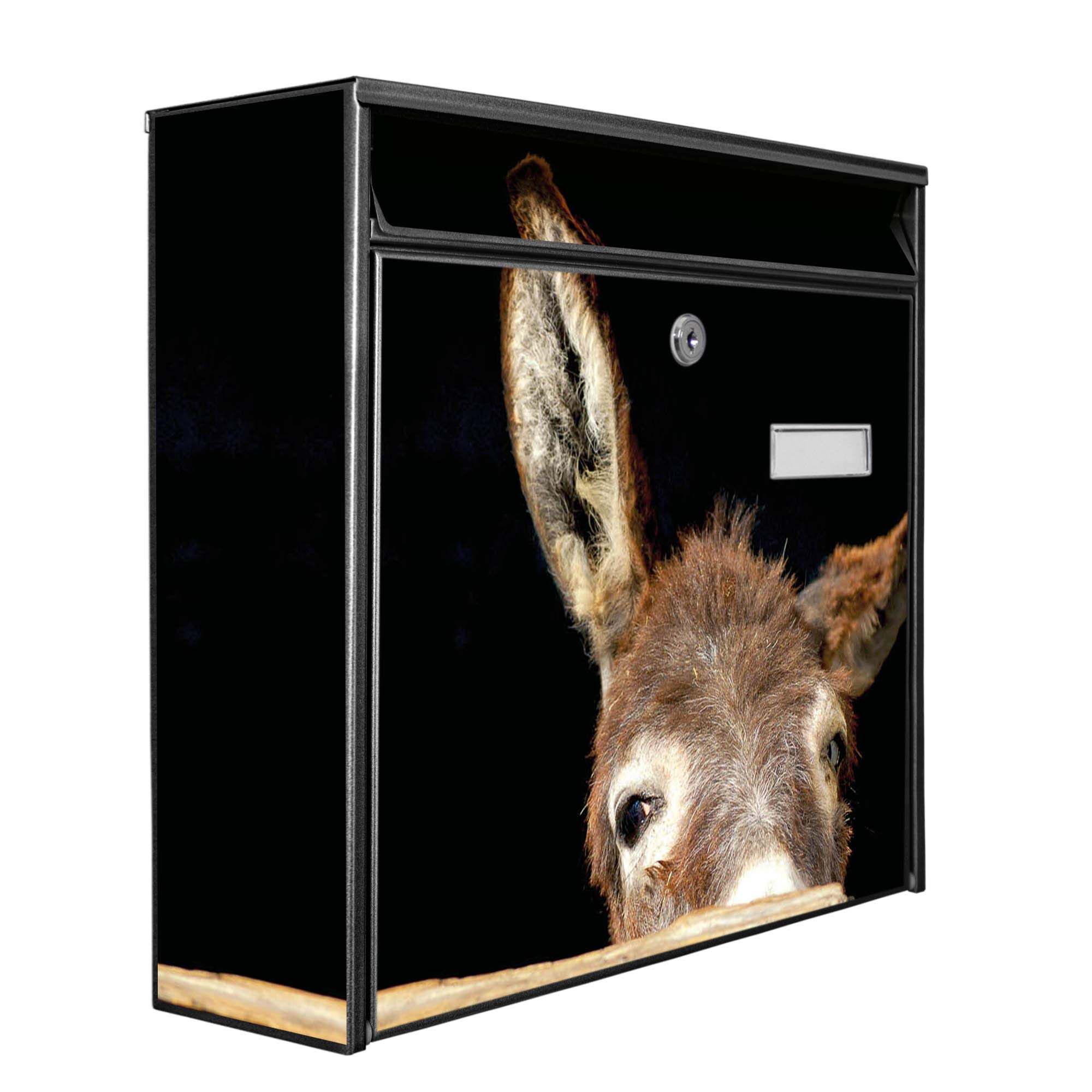 Banjado Briefkasten Schwarz Esel ohne Zeitungsfach 32cm